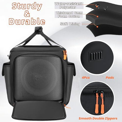 Speaker Bag Compatible with JBL Partybox Encore Essential 2/Essential, Soft Padded Carrying Case Travel Bag with Shoulder Strap & Multi-Pockets for Microphone and Accessories