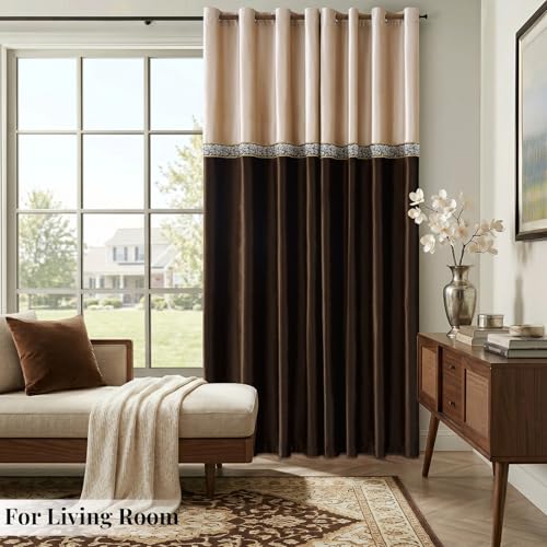 GIGIZAZA Velvet Curtains 96 Inch for Living Room 2 Panels Champagne Brown - color: Champagne+brown, size: 52"W x 96"L (Pack of 2)