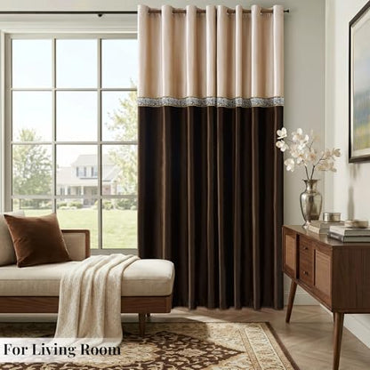 GIGIZAZA Velvet Curtains 90 Inch for Living Room 2 Panels Champagne Brown - color: Champagne+brown, size: 52"W x 90"L (Pack of 2)