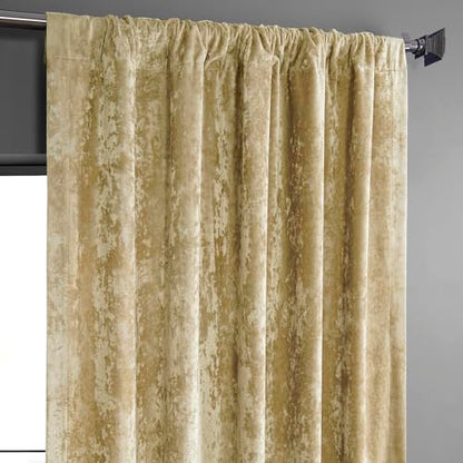 HPD Half Price Drapes Lush Crush Velvet Curtains - Room Darkening Curtain 108 Inches Long for Bedroom & Living Room, Luxury Look, Rod Pocket Design, (1 Panel), 50W x 108L, Gold - color: Gold, size: 50"W x 108"L (Pack of 1)