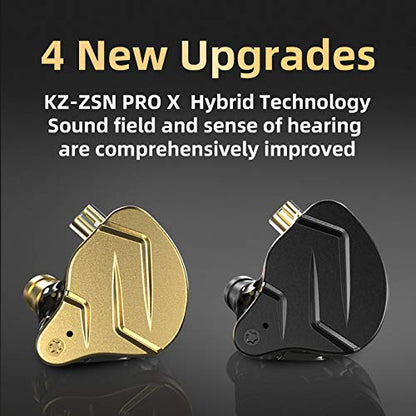 KZ ZSN PRO X Hybrid Banlance Armature with Dynamic in-Ear Earphone ERJIGO ZSNPROX 1BA+1DD HiFi Headset ZSNPRO X erabuds (with Mic, Black) | HiFi Musician Monitor, Detachable 2-Pin Cable, Noise-Isolating, 10mm DD+BA, HD Call Mic, Smartphone Compatible - co