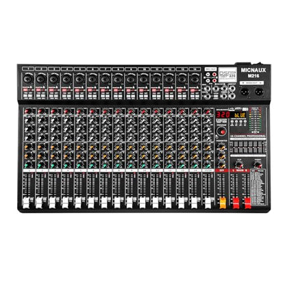 Audio Mixer 16 Channel Professional Sound Console Music Mixer with 320 DSP Effects, 7-band EQ DJ Mixing Board w/USB, Bluetooth, 48V Power Supply, PAD Button for Recording Karaoke PA Drum Live - size: 16 Channel - 21.8in