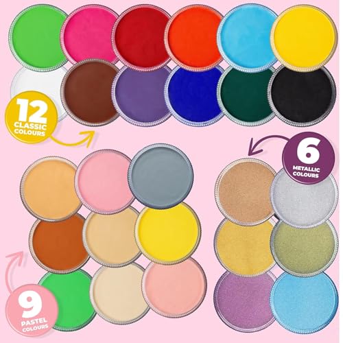 Blue Squid Face Paint Water Based Single Cake Professional Face Paint & Body Paint - Water Activated, Kids Adults Face Painting for Costume, Halloween Makeup, Cosplay - Classic Pink Face Paint 30g - color: Classic Pink 30g