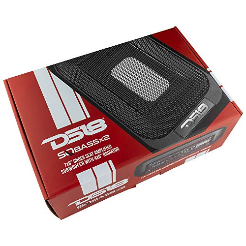 DS18 SQBASSx2 7x9 UnderSeat Slim Amplified Car/Truck Subwoofer 4x6 Passive Radiator 1200W Peak Power / 230W RMS - Remote BASS Knob Powered Sub Ported Enclosure Tight Spaces (Renewed)