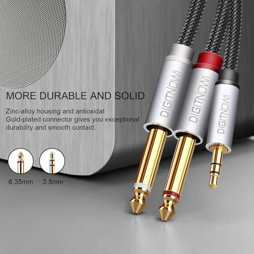 DIGITNOW 3.5mm 1/8" TRS to Dual 6.35mm 1/4" TS Mono Stereo Y-Cable Splitter Cord for Smartphone, Computer, CD Player, Speakers and Home Systems Amplifier, 3.3Ft - size: 3.3ft