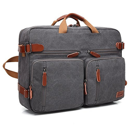 CoolBELL Convertible Backpack Messenger Shoulder Bag Laptop Case Business Briefcase Multi-Functional Travel Handbag Fits 17.3 Inch Laptop for Men/Women (Canvas Dark Grey) - color: Dark Grey, size: 17.3 Inches
