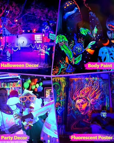 45W Black Light Bar with 6ft Cord+Switch, for Neon Glow Party Halloween | LED Blacklight Fixtures 385-400nm, Light Up 25x25ft Area for Body Paint Fluorescent Tapestry Poster Classroom Bedroom, 1Pack - size: 45W-1Pack