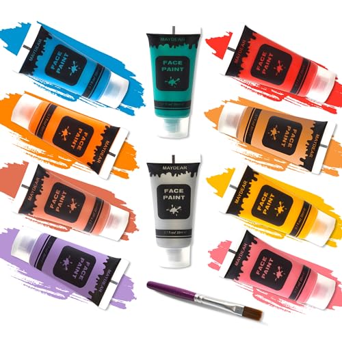 Maydear 10 Colors Face Body Paint Set, Safe Non-Toxic Liquid Paint for Adults and Children, Halloween, Cosplay - Pearl 0.7 FL OZ. Each - color: 10 Colors-Pearl