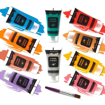 Maydear 10 Colors Face Body Paint Set, Safe Non-Toxic Liquid Paint for Adults and Children, Halloween, Cosplay - Pearl 0.7 FL OZ. Each - color: 10 Colors-Pearl
