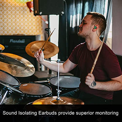 BASN Bsinger BC100 in Ear Monitor Headphone with Dual Drivers, Clear Green | Noise Isolation Dynamic Drivers IEM Earphone with Detachable MMCX Cable for Singer Musician Drummer,Secure Fit Gaming Earbud - color: Green