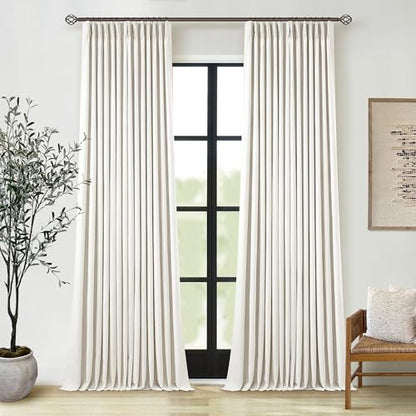 Blackout Linen Curtains 126 Inches Long Pinch Pleated 2 Panels Natural - color: Natural Linen, size: 40"W x 126"L (Pack of 2)