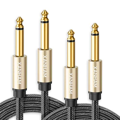 2-Pack 1/4 Inch TS Instrument Cable 16 Feet /5M Electric Guitar Cables Quarter Inch Mono Jack Cord for Electric Guitar, Mandolin, Bass AMP, Keyboard, Mixer, Equalizer - size: 16 Feet/5M