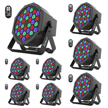 36 LED DJ Stage Par Lights - Sound Activated RGB, 9 Modes, Remote & DMX Control - 8 Pack
