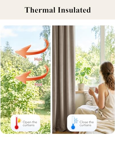 StangH Taupe Velvet Room Darkening Panels Privacy Protect, W42 x L84, 2 Pcs - color: Beige Series - Taupe, size: 42"W x 84"L (Pack of 2)