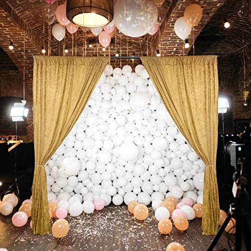 AK TRADING CO. 10 feet x 10 feet Lush Velvet Backdrop Drapes Curtains Panels with Rod Pockets - Wedding Ceremony Party Home Window Decorations - Gold - color: Gold