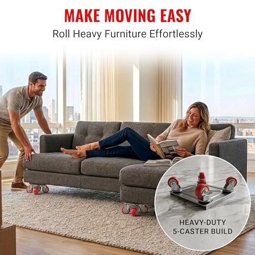 Heavy Duty Furniture Movers, 4000 lb Furniture Dolly Kit | Steel moving dolly kit with 6.9 in platforms and 360 degree rubber wheels for furniture and pool tables.