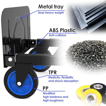 Black Convertible Hand Truck Dolly Cart with 4 Wheels Heavy Duty,500 Lbs Capacity, 2 Straps for Moving Furniture/Appliance/Carton/Warehouse/Office/no Need to Install, Follow Video to Fold - color: Black