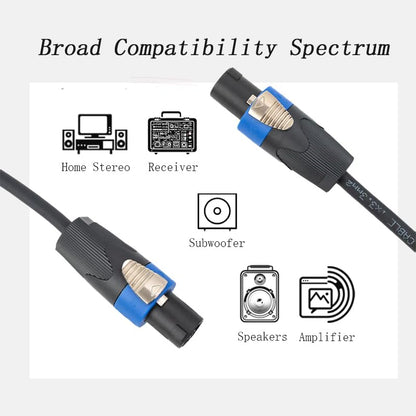 50ft 12AWG Speakon to Speakon Speaker Cable, 100% OFC Pure Copper Audio Cable [NOT CCA] Heavy Duty with Twist Lock for Church, DJ, PA System, Subwoofer & Cabinet - Single