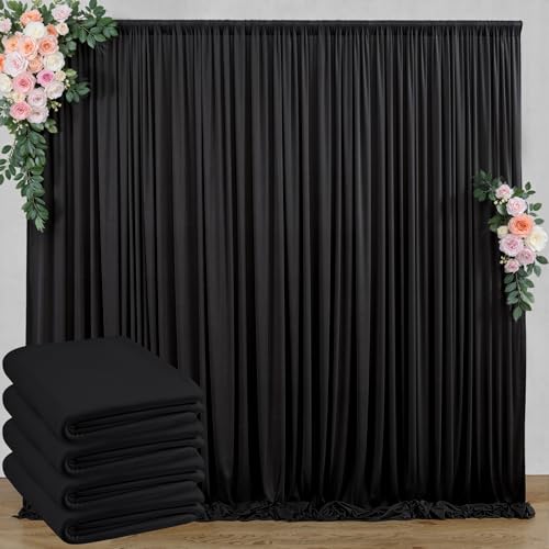 20 ft x 8 ft Black Backdrop Curtain for Parties, 4 Panels 5 ft x 8 ft Wrinkle Free Polyester Photo Black Backdrop Drapesfor Graduations Birthday Wedding Party Stage Curtains Home Decoration Supplies - color: Black, size: 5'(W) x 8'(H), 4 panels