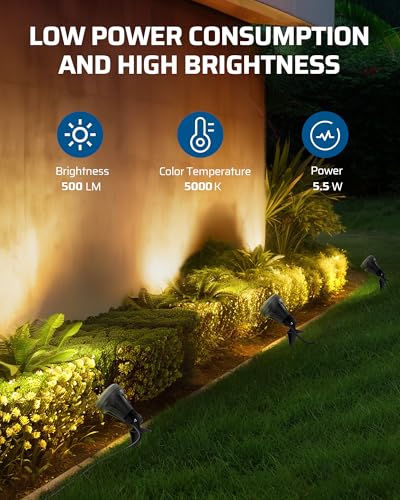 DEWENWILS 120V LED Outdoor Spotlight, 3 Extra Lenses 5.5W Landscape Light - color: Black