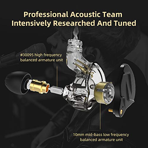 KZ ZSN PRO X Hybrid Banlance Armature with Dynamic in-Ear Earphone ERJIGO ZSNPROX 1BA+1DD HiFi Headset ZSNPRO X erabuds (with Mic, Black) | HiFi Musician Monitor, Detachable 2-Pin Cable, Noise-Isolating, 10mm DD+BA, HD Call Mic, Smartphone Compatible - co