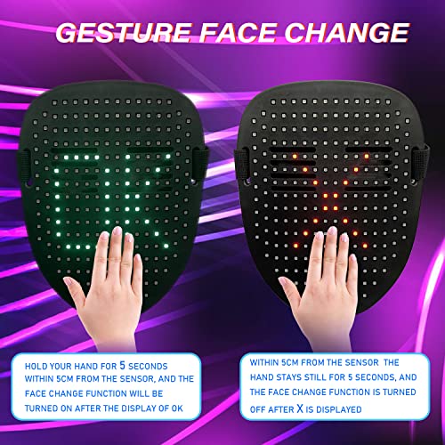 Depointer Life LED Mask Gesture Sensing Light up Mask Cool Gifts for Kids | Halloween Costumes,Christmas,Boy Gifts,Coolest Gifts,Trunk or Treat,USB-C Rechargeable,Suitable for Adults And Children - style: Rechargeable Mask