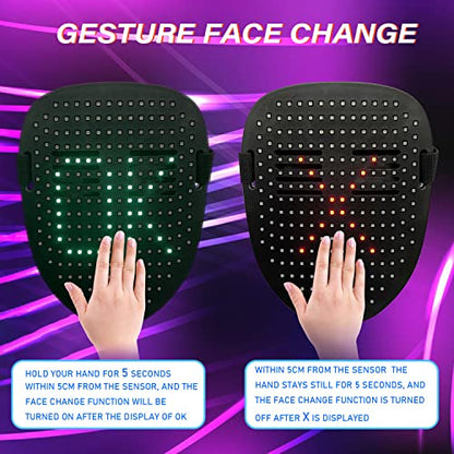 Depointer Life LED Mask Gesture Sensing Light up Mask Cool Gifts for Kids | Halloween Costumes,Christmas,Boy Gifts,Coolest Gifts,Trunk or Treat,USB-C Rechargeable,Suitable for Adults And Children - style: Rechargeable Mask
