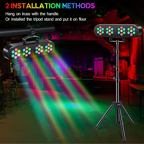 DJ Lights with Stand, Telbum Stage Lights with Stand Sound Activated LED Par Light Set, for Mobile Booth Gig Bar Wedding Church Band