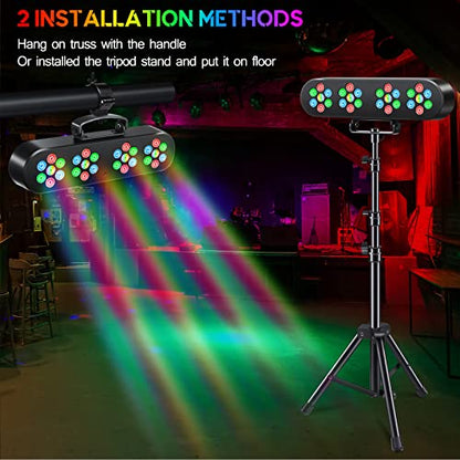 DJ Lights with Stand, Telbum Stage Lights with Stand Sound Activated LED Par Light Set, for Mobile Booth Gig Bar Wedding Church Band