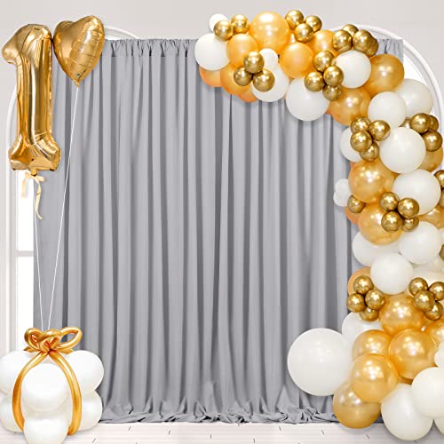 Gray Curtain Backdrop Panel Wall Wedding Background Patio Birthday - color: Gray, size: 2Pcs 5Ftx8Ft