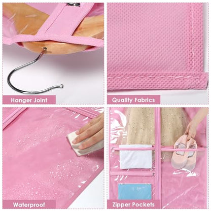 Univivi 40 Inch Dance Costume Garment Bags for Dancers, Pink, 8 Pack - color: Pink, size: 8 Pack