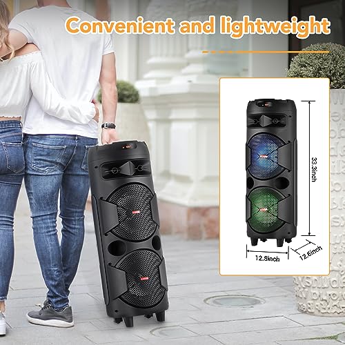 Dual 8'' Party Bluetooth Speaker with Microphone, USB/TF/AUX/TWS - size: Dual 8'' Speakers