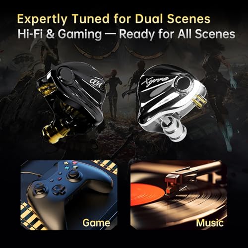 CCA Xyrra Dual Driver in-Ear Monitor Headphones,1DD+1BD HiFi IEM Earphones,Wired Gaming Earbuds for Gamers Musicians - color: Black, style: With Mic,3.5mm