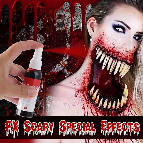 Mysense Fake Blood Spray - Washable Halloween Faux Blood Makeup for Clothes - Zombie Vampire Monster Scary Clown Costume SFX Cosplay, 1.05oz (30ml) - color: Fake Blood Spray - 1.05oz