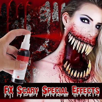 Mysense Fake Blood Spray - Washable Halloween Faux Blood Makeup for Clothes - Zombie Vampire Monster Scary Clown Costume SFX Cosplay, 1.05oz (30ml) - color: Fake Blood Spray - 1.05oz