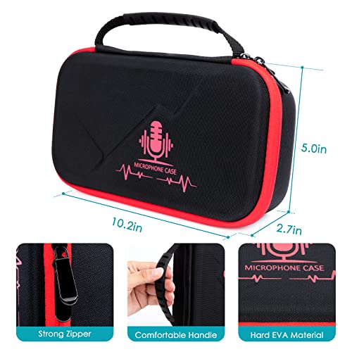 YOUSHARES MV7 Microphone Case Bag with Mic Cover Foam - Mic Case Hard Carring Case with Windshield Compatible with Shure MV7 USB Condenser Microphone