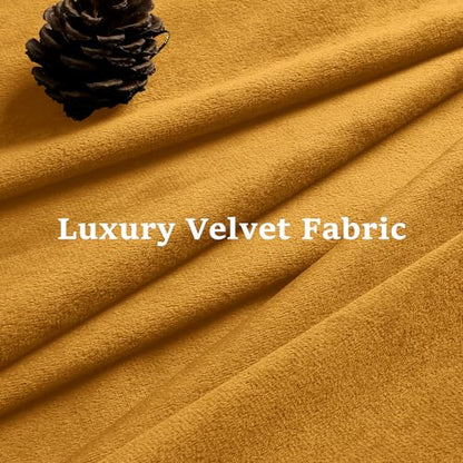 HOMEIDEAS Mustard Yellow Velvet Curtains, 52 x 84 Inches Long Thick and Luxury Room Darkening Thermal Insulated Pocket Back Tab Window Drapes for Living Room, Halloween - color: Mustard Yellow, size: 52"W x 84"L (Pack of 2)