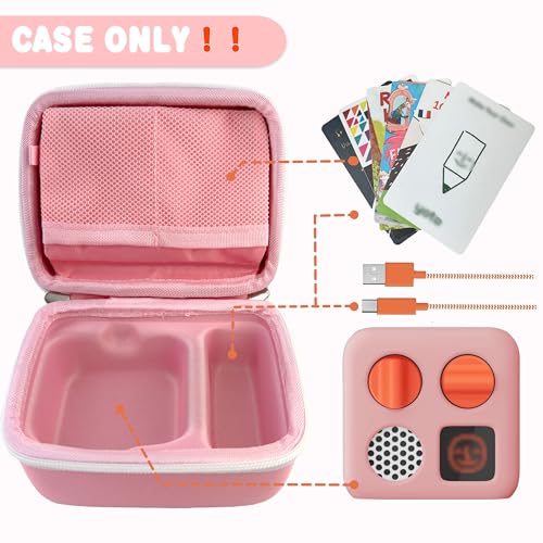 Hard Travel Case Compatible with Yoto Mini–Kids Audio & Music Player,Yoto Card Holder Bag with Adjustable Shoulder Strap for Up to 36 Audiobook Cards,Children’s Mini Player. (Pink) - color: Pink