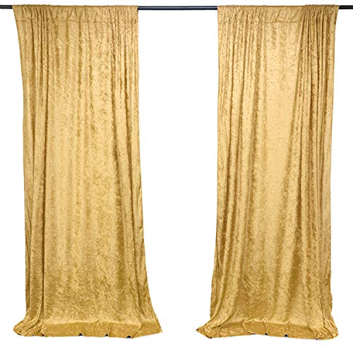 AK TRADING CO. 10 feet x 10 feet Lush Velvet Backdrop Drapes Curtains Panels with Rod Pockets - Wedding Ceremony Party Home Window Decorations - Gold - color: Gold