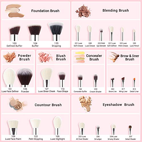 Jessup Brand 25pcs Professional Makeup Brush Set Beauty Cosmetic Foundation Powder Blusher Eye Shadow Blending Concealer Highlight Natural-Synthetic Hair Brushes Set (Rose Carmine/Silver) - color: V-Rose Carmine/Silver