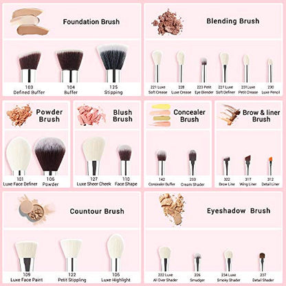 Jessup Brand 25pcs Professional Makeup Brush Set Beauty Cosmetic Foundation Powder Blusher Eye Shadow Blending Concealer Highlight Natural-Synthetic Hair Brushes Set (Rose Carmine/Silver) - color: V-Rose Carmine/Silver
