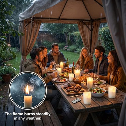 VENTA Frosted Glass LED Candles, Set of 3 | Warm Amber Flickering Pillar Candles with Remote | Creates Cozy, Relaxing Hygge Ambiance for Bedroom & Living Room - color: Foggy