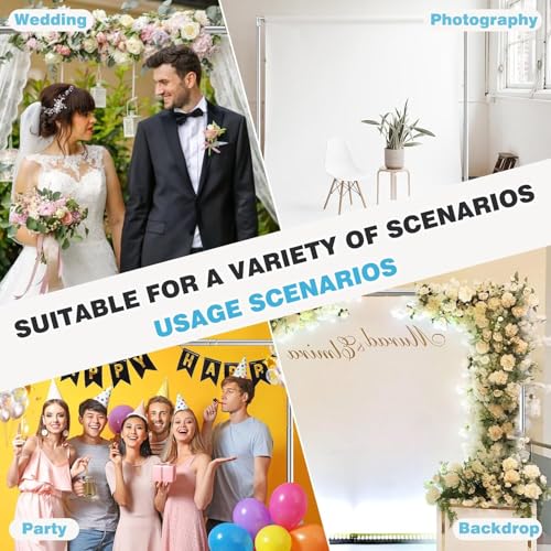 Pipe and Drape Backdrop Stand, 10x10ft Heavy Duty Backdrop Stand with Metal Base, Adjustable Height & Width, Silver Background Holder for Wedding Photography Birthday Party Baby Shower（Capacity of up to 25 lbs） - color: Silver, size: 10*10FT