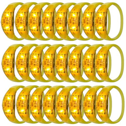 24 Pcs LED Glow Bracelets Sound Activated Led Flashing Bracelet Music Control Light Up Bracelets,Glow in The Dark Party Supplies For Birthday Carnival Concerts Night Events Christmas Gift (yellow) - color: Yellow