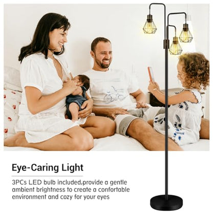 BoostArea Industrial Floor Lamp,Metal Diamond Lampshade,Modern Stand Up Lamp with 3 Light, Bulbs Not Included,Simple Design Floor Lamp for Bedroom, Living Room, Office, Kids Room, Reading - color: Diamond