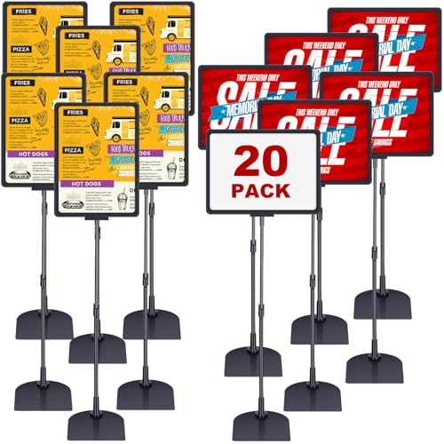 DoubleFill 20 Pack Sign Stand Holder for Display Adjustable Floor Pedestal Poster Sign Stand Holder with Vertical and Horizontal View Advertising Business Brochure Menu Signage (11'' X 17'') - size: 11'' X 17''