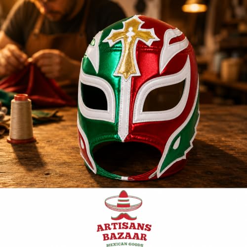 Artisans Bazaar Mexican Custume Wear Masks Luchador Mexicano Wrestling Masks Foamy Material for Men & Women Lucha Libre Adult - style: Rey Mistero Green