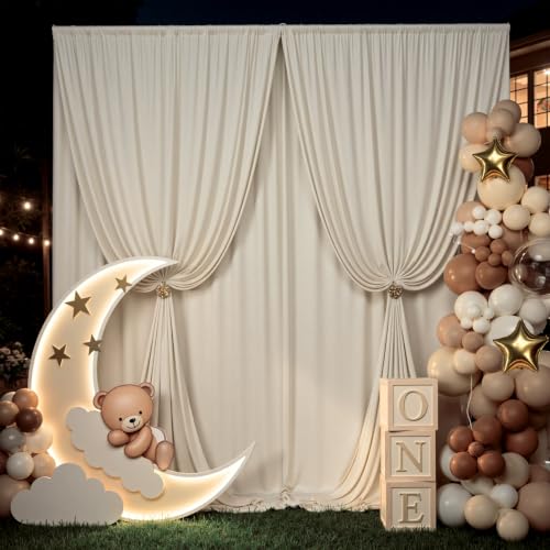 40x12 ft Beige Backdrop Curtains for Weddings Parties, Birthdays and Photos - color: Beige, size: W5' x H12'(8 panels)