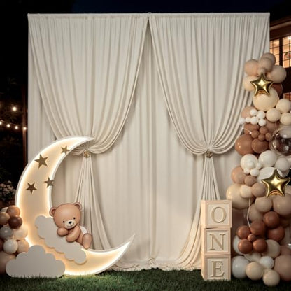 40x12 ft Beige Backdrop Curtains for Weddings Parties, Birthdays and Photos - color: Beige, size: W5' x H12'(8 panels)