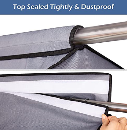 SLEEPING LAMB 60'' Hanging Garment Bags for Closet Storage Sealed Completely Jackets Coats Suits Clothes Rack Cover for Wardrobe with Clear PVC Window, 2 Packs, Grey (Hanging Rod Not Included) - size: 60 inches
